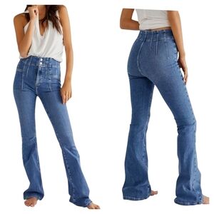 Free People We The Free Jayde Flare Leg High Rise in Sunburst Blue Size 28